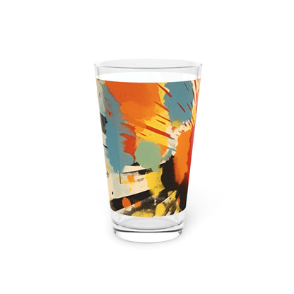 Serenading Silkscreen: Abstract Patchwork Pint Glass