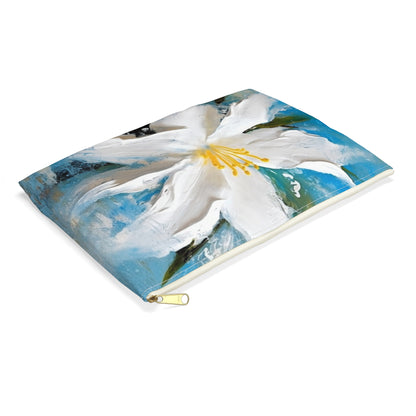 Ethereal Elegance: Accessory Pouch featuring an Abstract Oil Painting of Jasmine