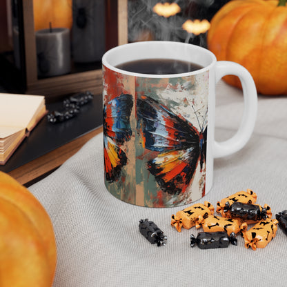 Ceramic Mug with Bauhaus Butterfly Drawing: A Harmonious Blend of Art and Functionality