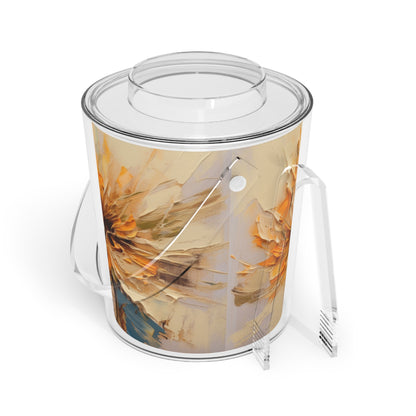 A Brush of Nature's Elegance: Ice Bucket with Tongs for Artistic Flower Lovers