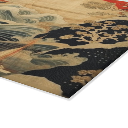 Artistic Fusion - Where Japanese Tapestry Meets the Perfect Glass Cutting Board