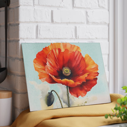 Stunning Poppy Flower Watercolor Glass Cutting Board: A Blossoming Experience