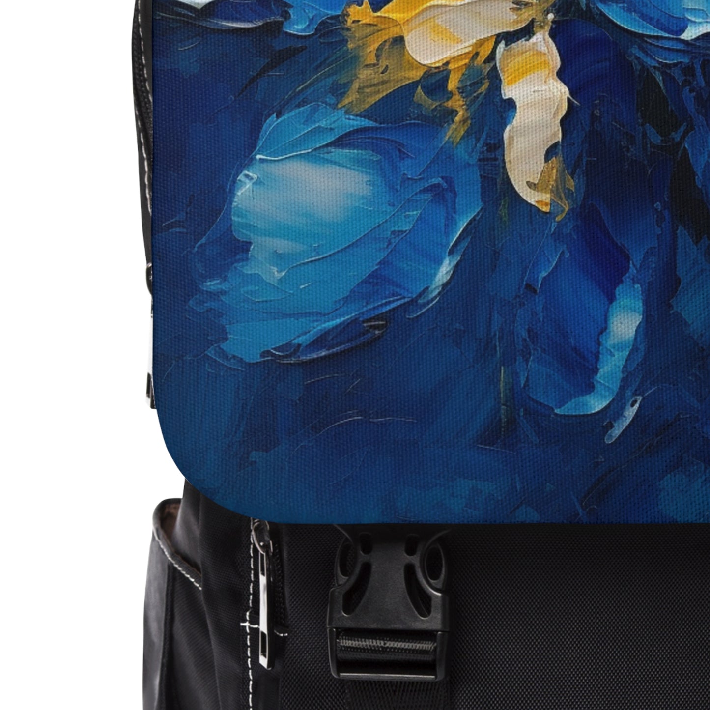 Abstract Wallpaper Unisex Casual Shoulder Backpack:Immersive Floral Beauty with Blue Orchid Motif