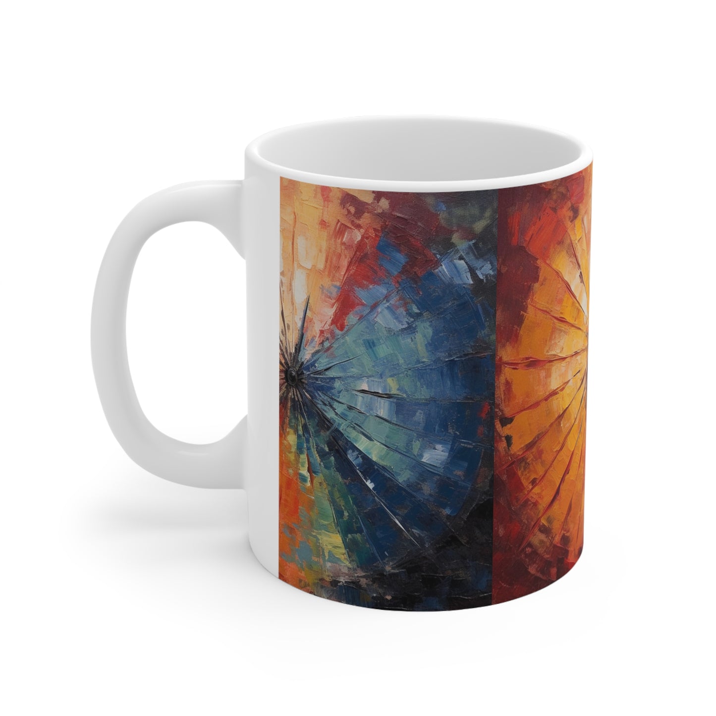 Ceramic Mug: Abstract Japanese Umbrella Symphony