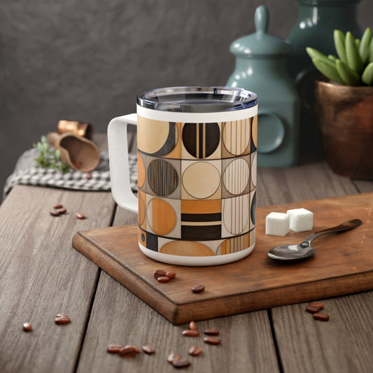 Mosaic Symmetry: Insulated Coffee Mug with Geometric Elegance