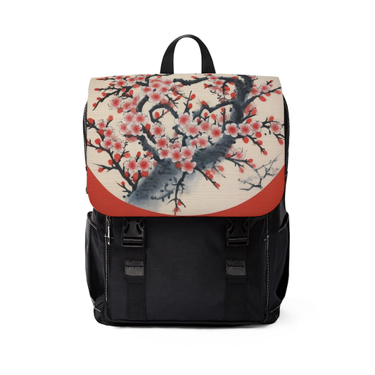 Enchanting Petal Symphony: Unisex Casual Shoulder Backpack Celebrating Cherry Blossom Tree Drawings