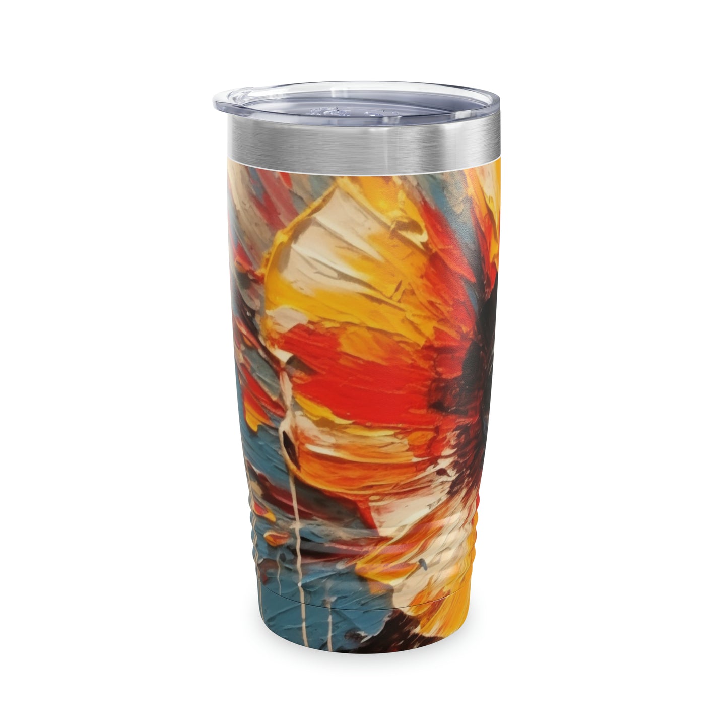 Poppy Symphony: Tumbler with Abstract Floral Artwork