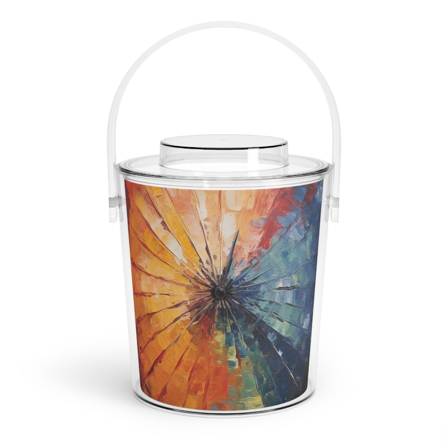 Abstract Art Ice Bucket with Tongs: Japanese Umbrella, A Reflection of Creativity