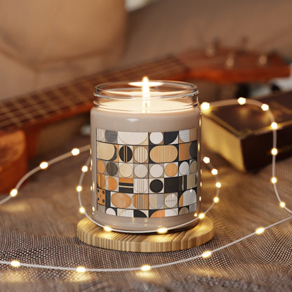 Mosaic Harmony: Circular Canvas Scented Soy Candle