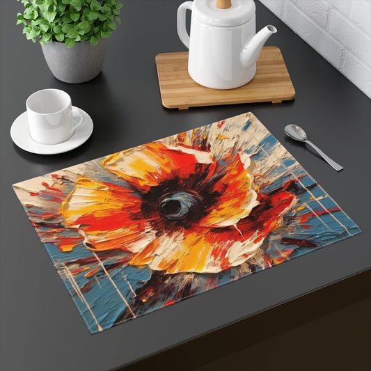 Poppy Symphony: Placemat with Abstract Floral Artwork