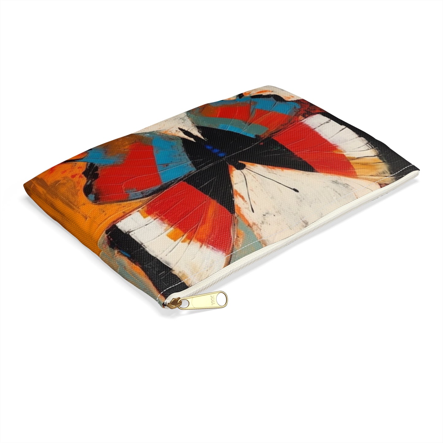 Bauhaus-Inspired Butterfly Symphony: Accessory Pouch with Vibrant Colors and Intricate Details