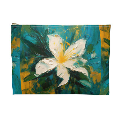 Floral Symphony: Accessory Pouch featuring an Abstract Oil Painting of Jasmine