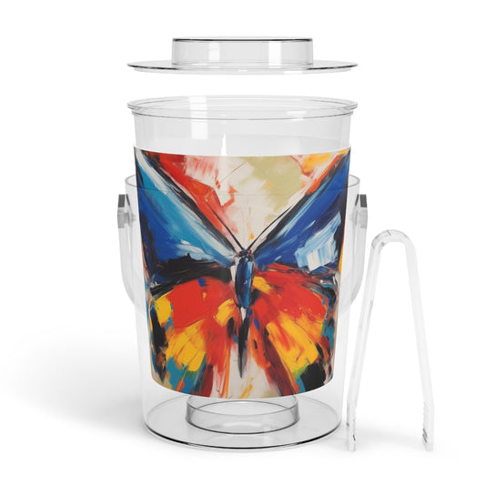 Brush Strokes of Butterfly Splendor: Ice Bucket with Tongs for Artistic Inspiration