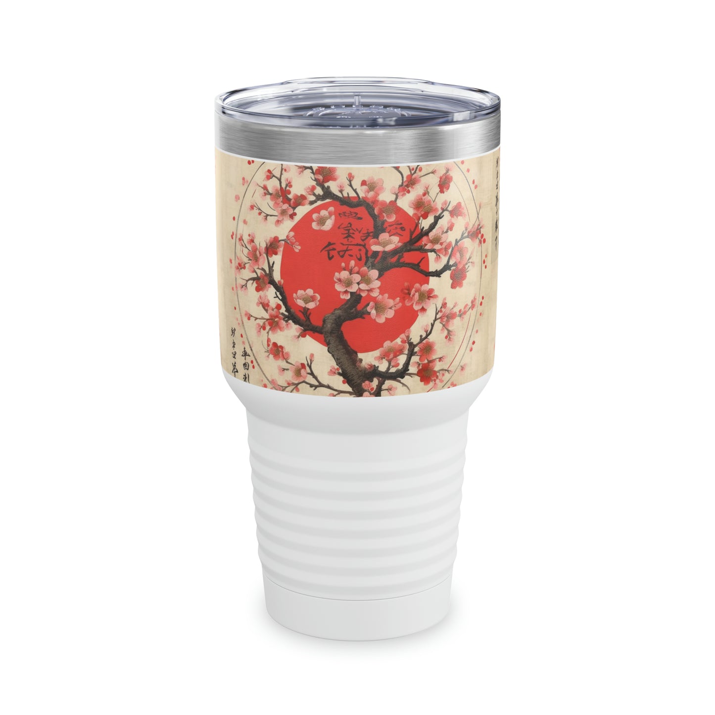 Blossom Brushstrokes: Ringneck Tumbler Featuring Captivating Cherry Blossom Artistry