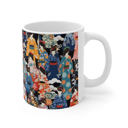 Ceramic Mug: Kimono Dreams - Embrace Japanese Artistry with Every Sip