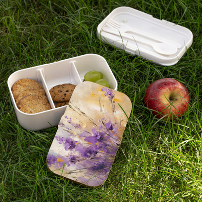 Expressive Lavender Drawing on Bento Box: A Symphony of Colors and Petals