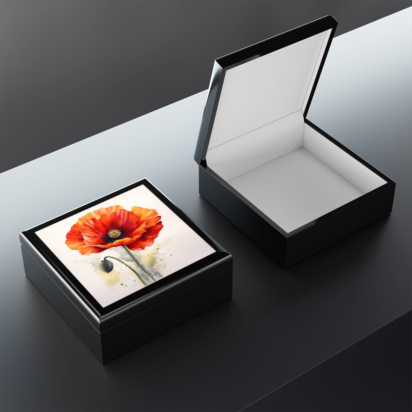 Stunning Poppy Flower Watercolor Jewelry Box: A Blossoming Experience