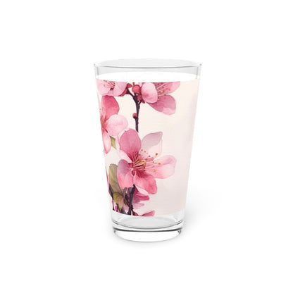 Artistic Flourish: Floral Watercolor Cherry Blossom Pint Glass