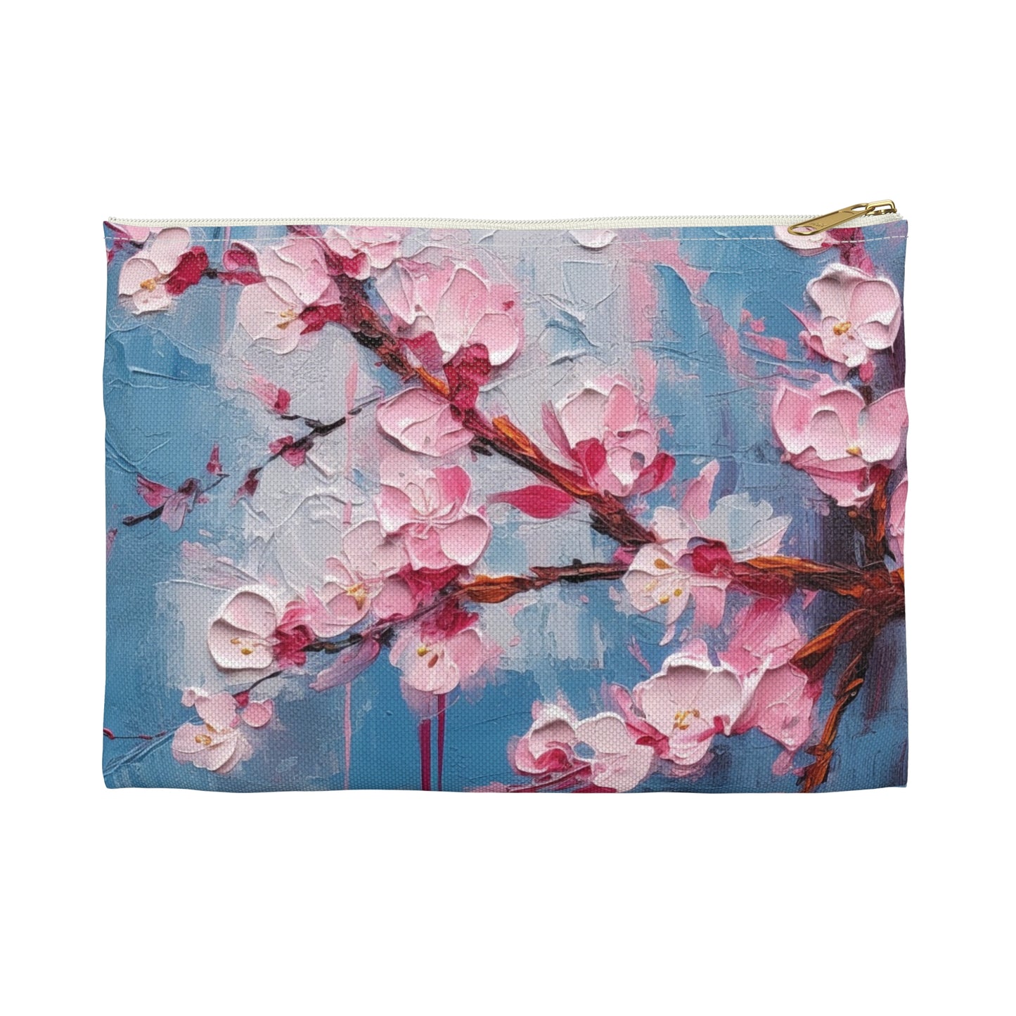 Accessory Pouch with Abstract Cherry Blossom Drawing: Embrace the Serenity