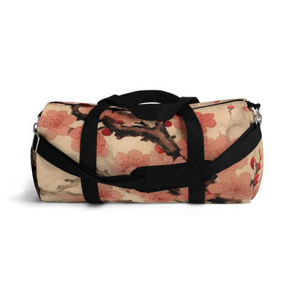 Floral Fusion: Duffel Bag Merging Cherry Blossom Beauty and Artistic Flower Drawings