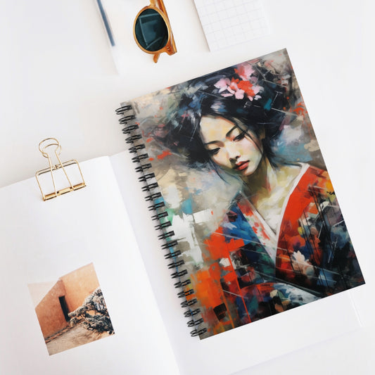 Spiral Notebook with Geisha Art