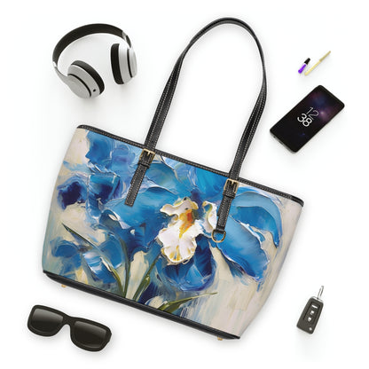 Embrace Artistic Expression with Blue Orchid Abstract Painting PU Leather Shoulder Bag