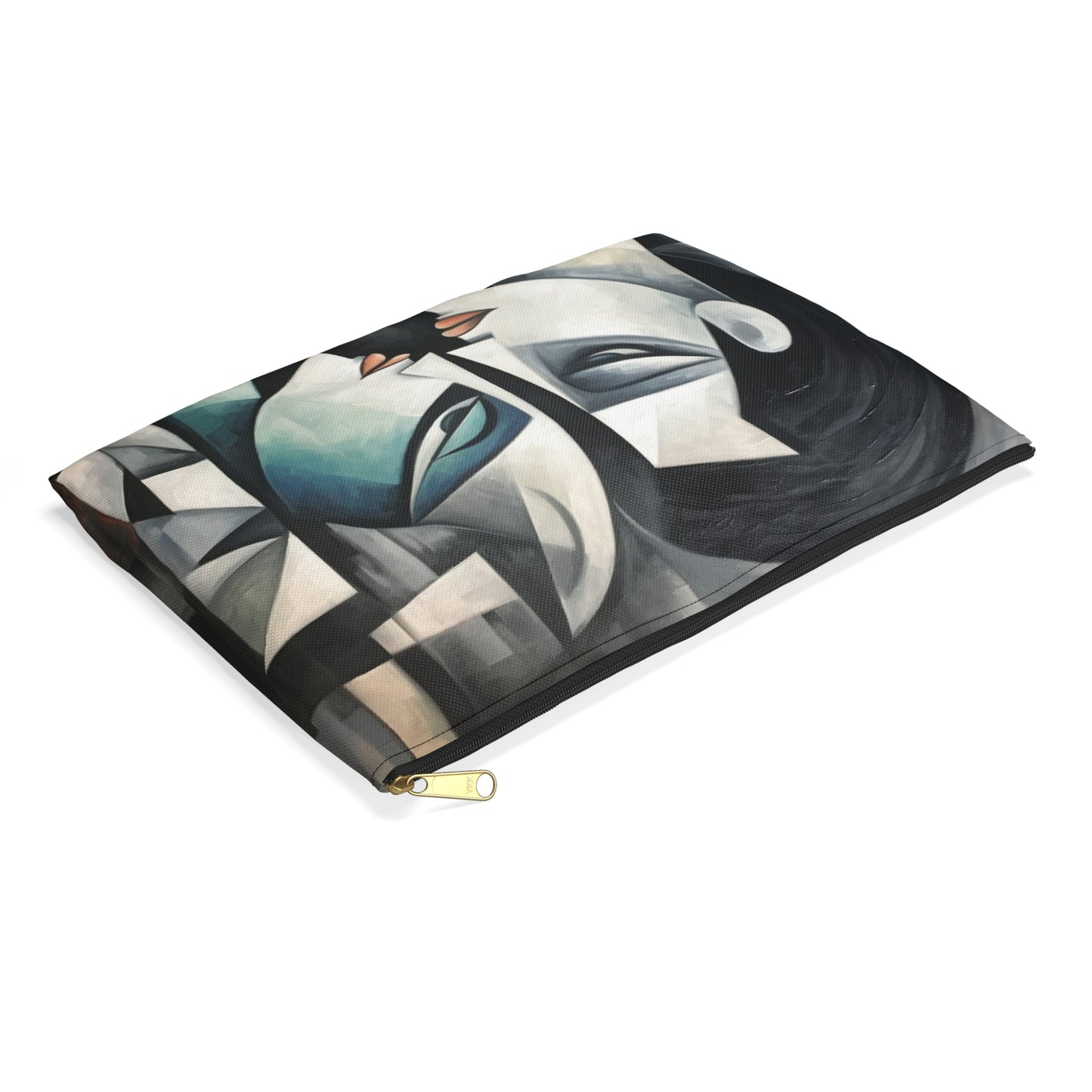 Accessory Pouch with Cubist Art: Finesse and Abstract Flair