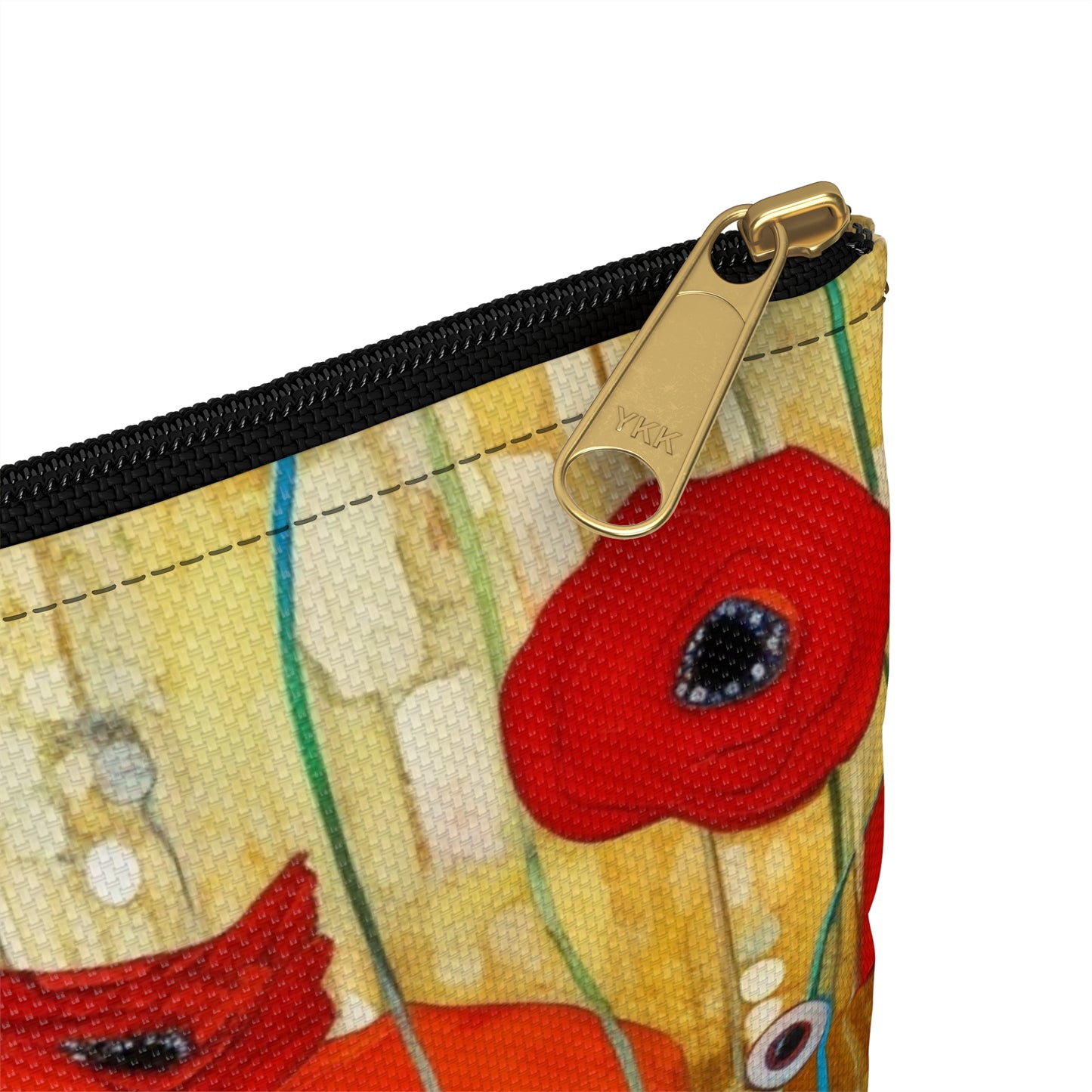 Floral Symphony: Accessory Pouch showcasing Gustav Klimt's Poppies in Art Nouveau