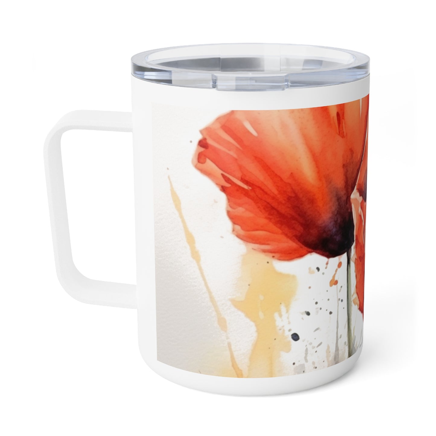 Whimsical Poppy Flower Watercolor Insulated Coffee Mug: An Artistic Delight