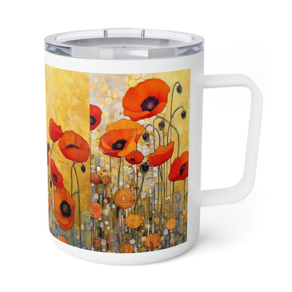 Modern Art in Your Hands: Gustav Klimt Poppies Insulated Coffee Mug