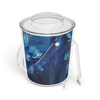 Abstract Wallpaper Ice Bucket with Tongs: Immersive Floral Beauty with Blue Orchid Motif