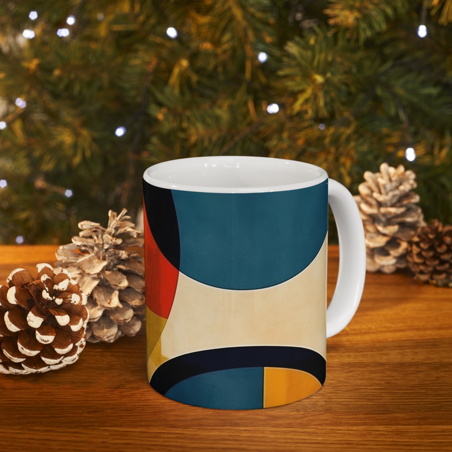 Sleek Geometric Style: Midcentury Modern Mug with Abstract Geometric Art