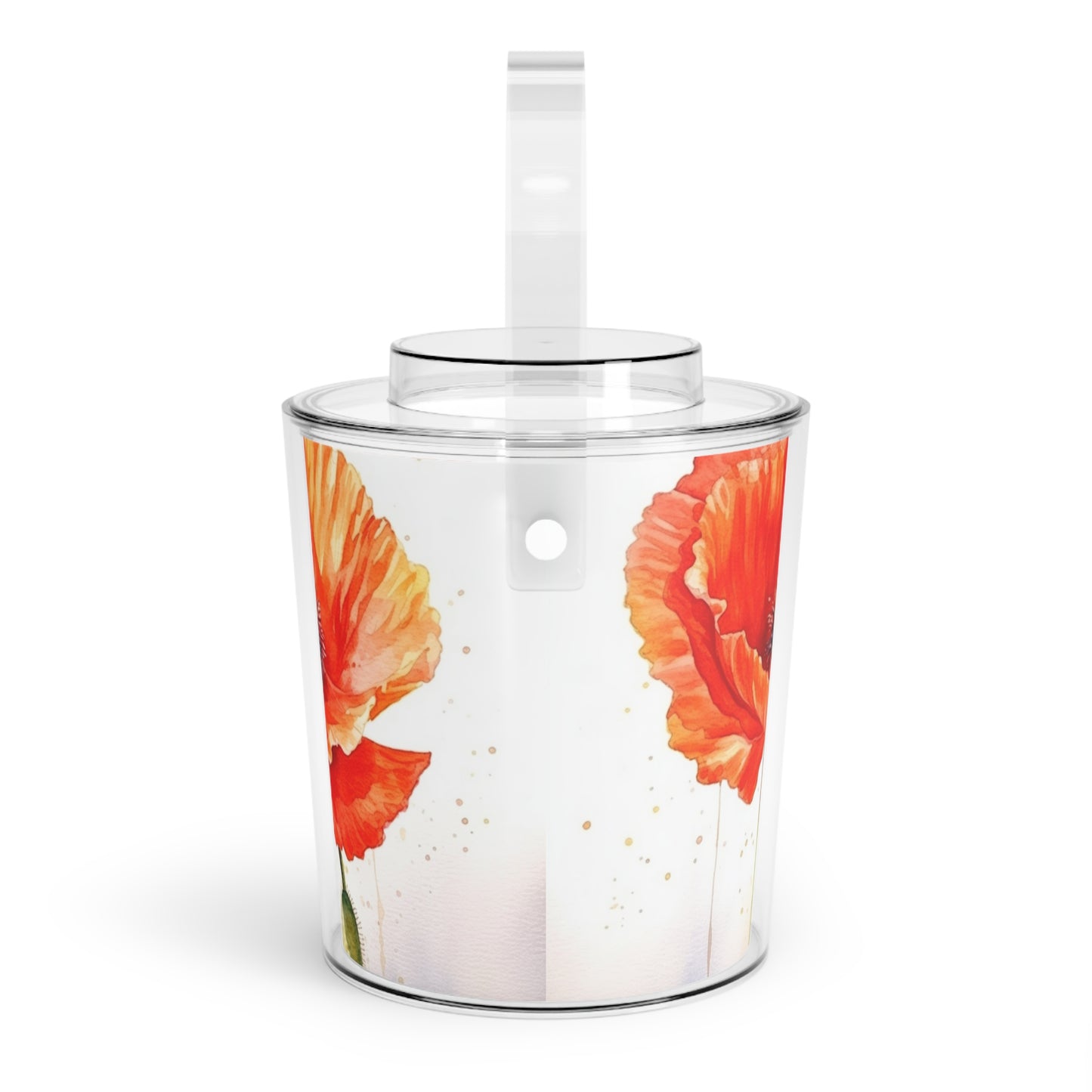 Watercolor Poppy Garden Ice Bucket with Tongs: Unleash the Beauty of Nature