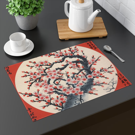 Enchanting Petal Symphony: Placemat Celebrating Cherry Blossom Tree Drawings