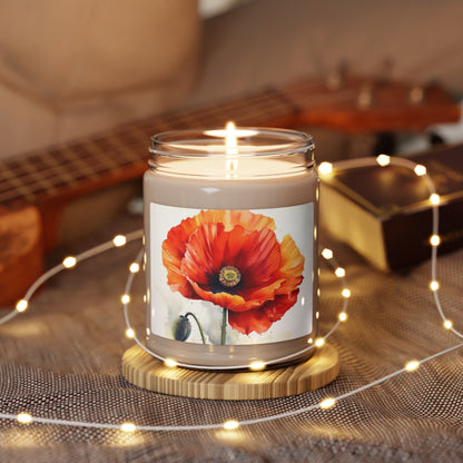 Stunning Poppy Flower Watercolor Scented Soy Candle: A Blossoming Experience