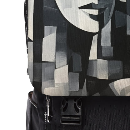 Abstract Oil Paint Unisex Casual Shoulder Backpack: Cubist Artistry in a Portable Masterpiece