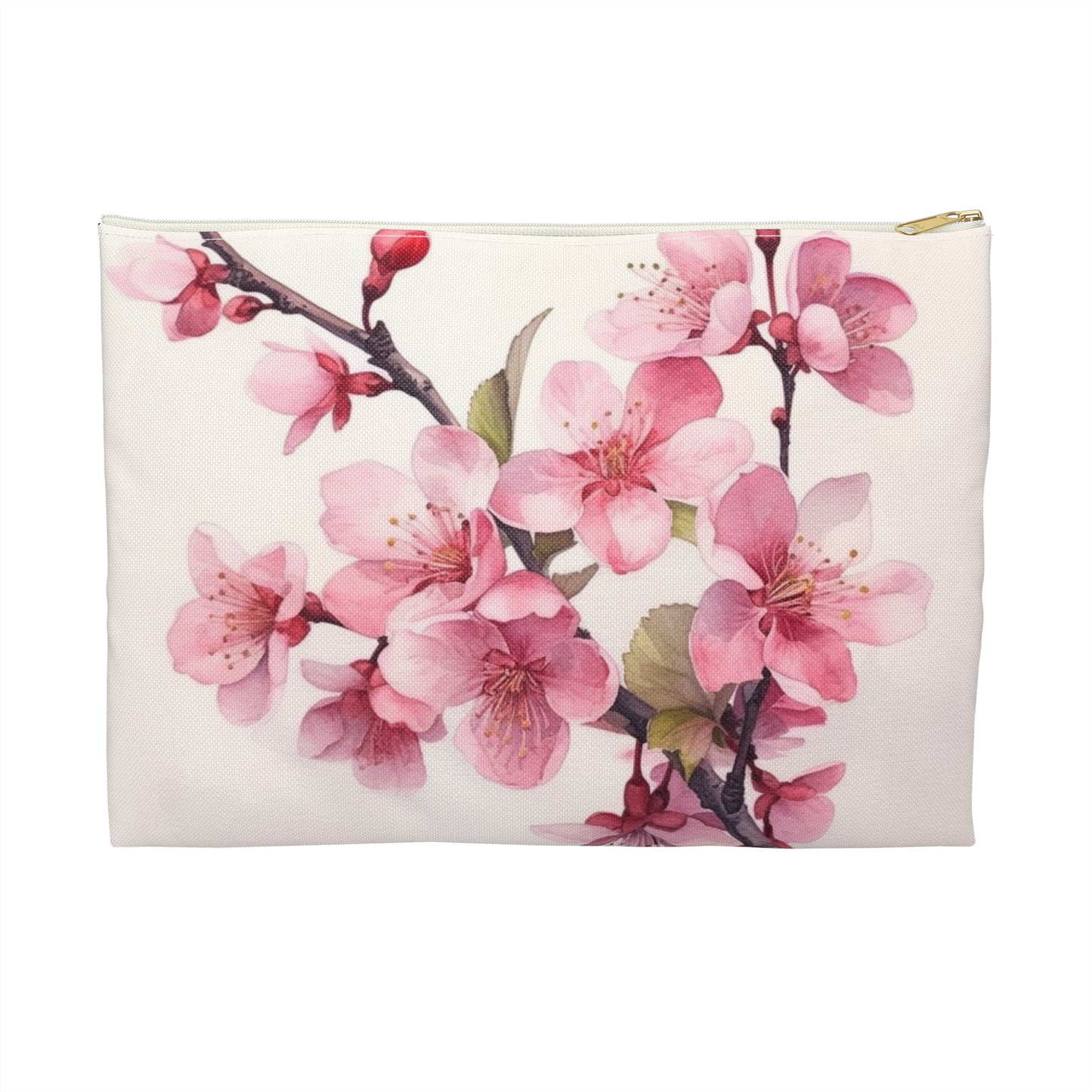 Artistic Flourish: Floral Watercolor Cherry Blossom Accessory Pouch