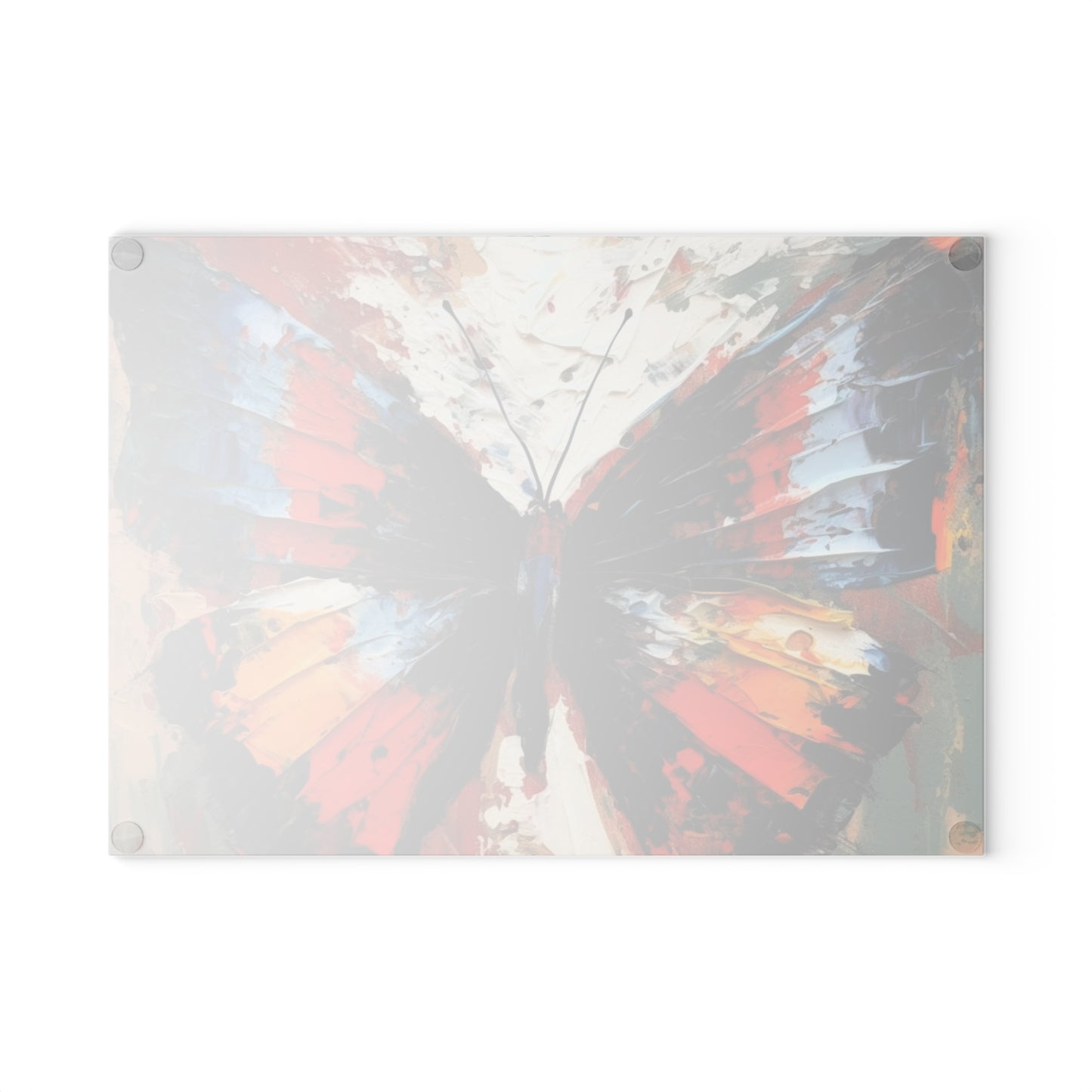 Glass Cutting Board with Bauhaus-Inspired Butterfly Drawing: A Harmonious Blend of Art and Functionality