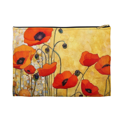 Elevate Your Style: Accessory Pouch Adorned with Gustav Klimt's Poppies