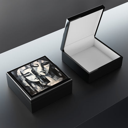 Abstract Oil Paint Jewelry Box: Cubist Artistry in a Portable Masterpiece