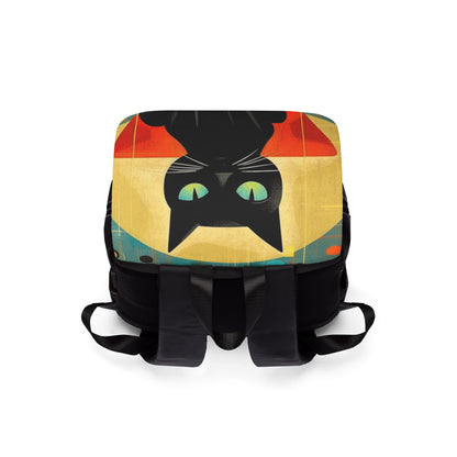 Abstract Cat Expressions: Modern Art-Inspired Midcentury Modern Unisex Casual Shoulder Backpack with Timeless Atomic Age Design