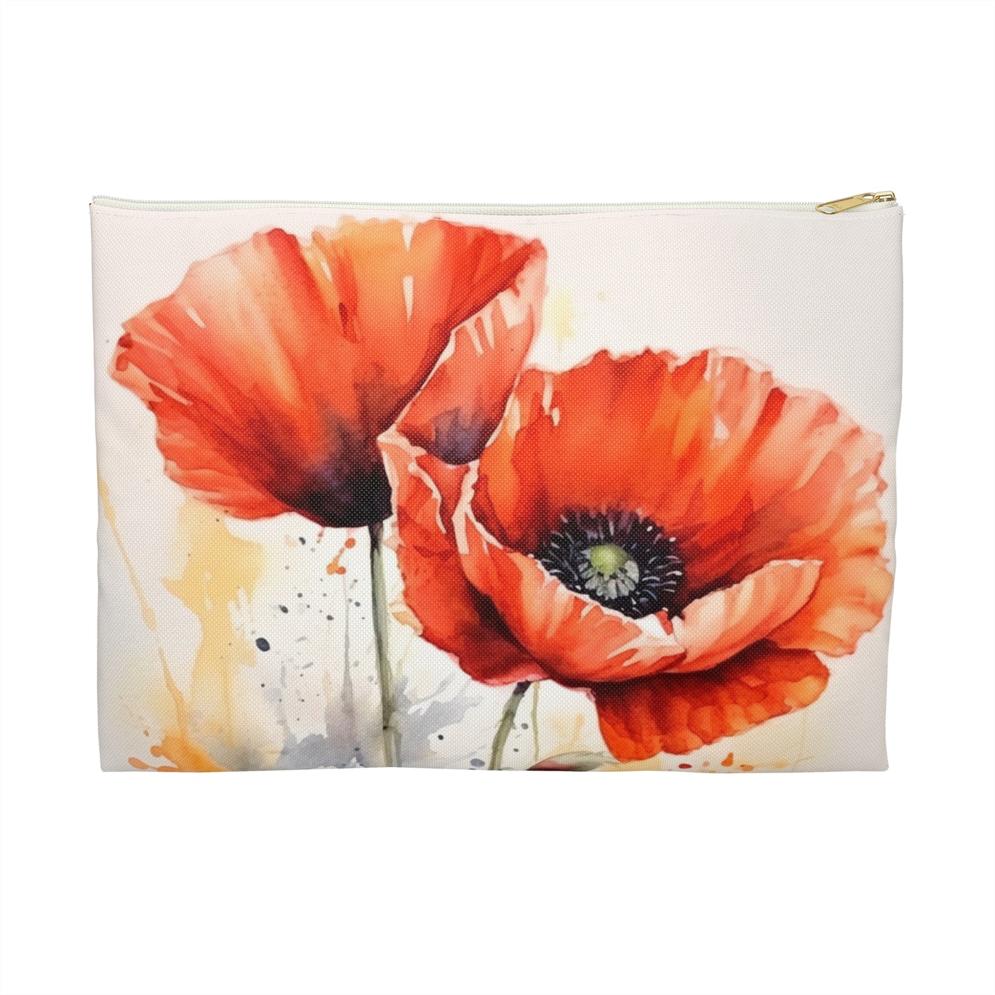 Whimsical Poppy Flower Watercolor Accessory Pouch: An Artistic Delight