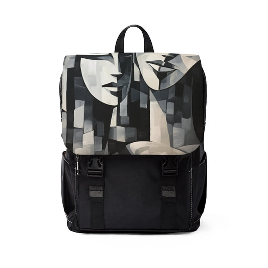 Abstract Oil Paint Unisex Casual Shoulder Backpack: Cubist Artistry in a Portable Masterpiece