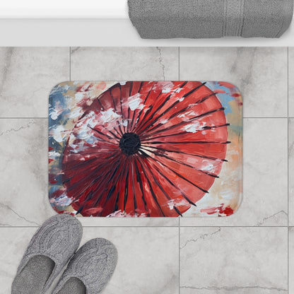 Abstract Japanese Umbrella Painting Bathmat: Unleashing Artistic Beauty