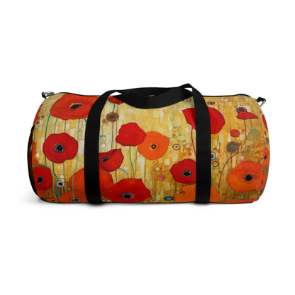 Floral Symphony: Duffel Bag showcasing Gustav Klimt's Poppies in Art Nouveau