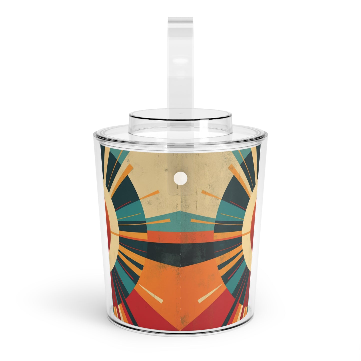 Minimalist Sunshine: Midcentury Modern Sun Ice Bucket with Tongs