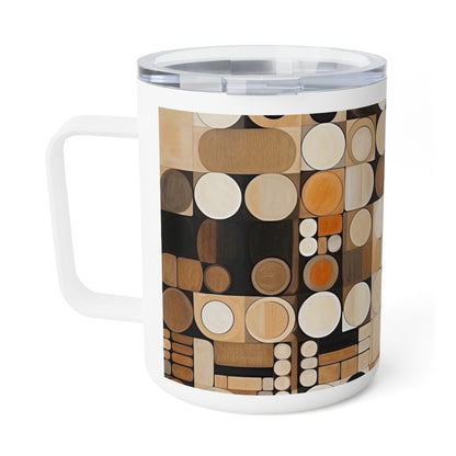 Earthy Elegance: Insulated Coffee Mug with Geometric Harmony