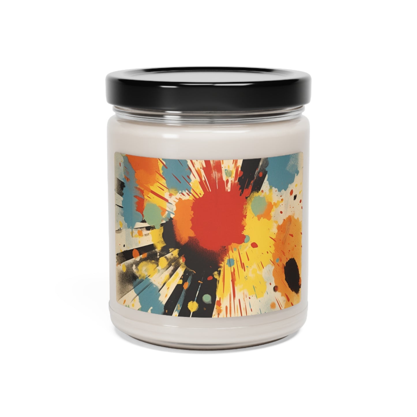 Silkscreen Serenade: Colorful Patchwork Scented Soy Candle