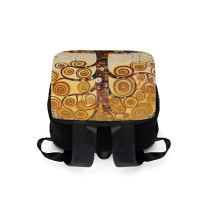 Captivating Artistry: The Tree of Life Unisex Casual Shoulder Backpack, Inspired by Gustav Klimt's Timeless Masterpiece