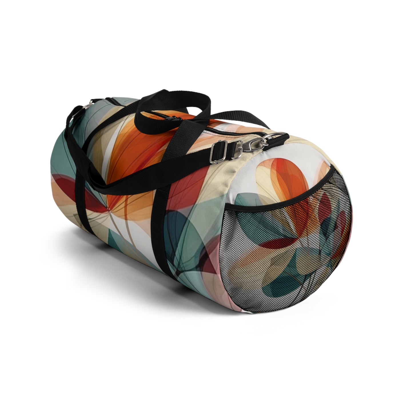 Floral Blossom: Atomic Age Duffel Bag with Midcentury Modern Design and Flower Drawings